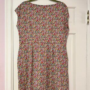 Boden Florrie Bloom Garden Multi Floral Dress Size 14 R  Cap Sleeves Pockets